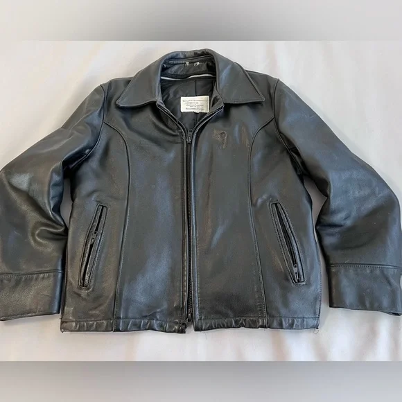 Vintage Taylor's Leatherwear USA Leather Motorcycle Bomber Jacket Mens 44 Police